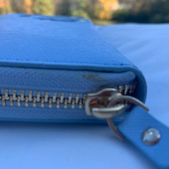 Kate Spade Expand Your Horizons Go Overboard Lacey Zip Around Wallet Blue READ - Picture 3 of 6